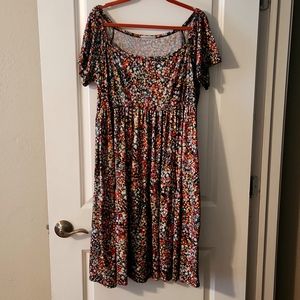 Womens Below Knee Floral Dress